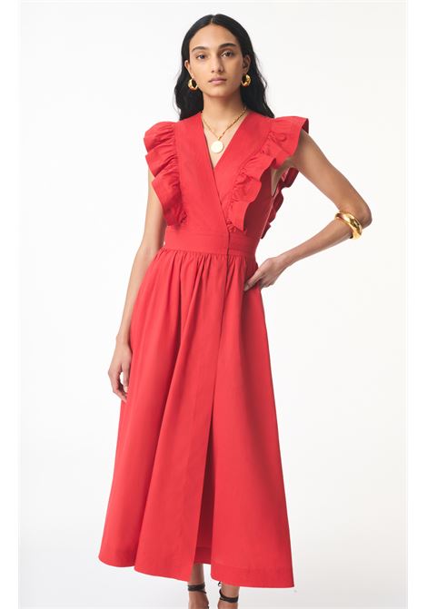 Vanessa Bruno Ermione cotton-blend wrap midi dress with ruffled shoulders Vanessa Bruno |  | 4EVA69-V08769341